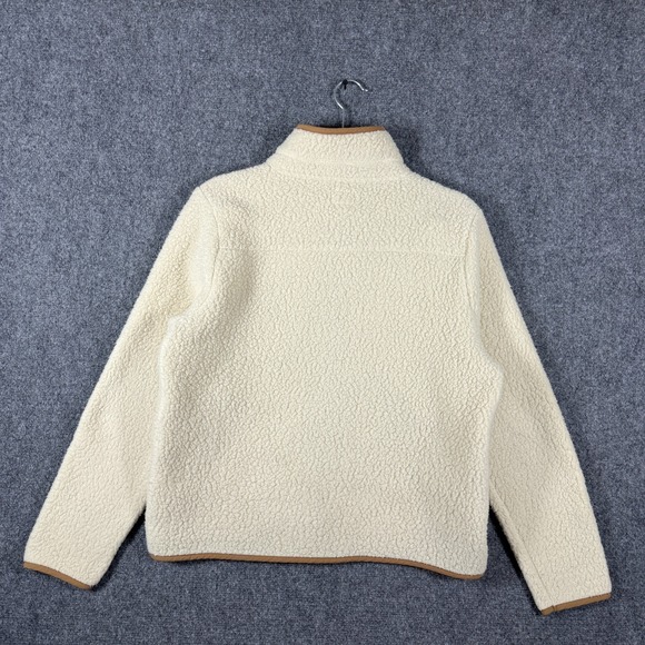 J Crew Vintage Fleece Polartec Jacket Snap Button Cream Brown Womens Small #2217 - Picture 2 of 10